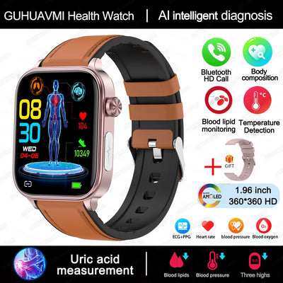 AI Diagnostic Detector Smart Watch Women Blood Lipid and Uric Acid Body Composition Test Women Menstrual Health Tracker 2025 New