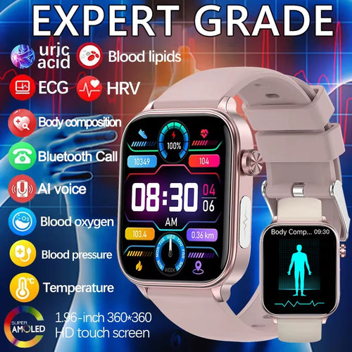 AI Diagnostic Detector Smart Watch Women Blood Lipid and Uric Acid Body Composition Test Women Menstrual Health Tracker 2025 New