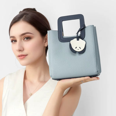 Fashion Blue Cowskin Tote 2025 New Women'S Handbag Simple High-End Niche Design Crossbody Shoulder Bag Leather Capacity Shopper