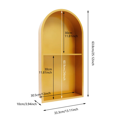 Gold/Black/White 2 Tiers Arched Shower Niche, 304 Stainless Steel Niche, Recessed Wall Niche for Bathrooms 12*3.94*24In