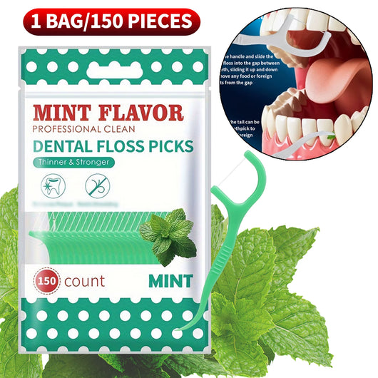 Smooth Mint Floss Stick - Cleaning Interdental Care for Oral Health, Suitable for Daily Cleaning of Food Residue between Teeth