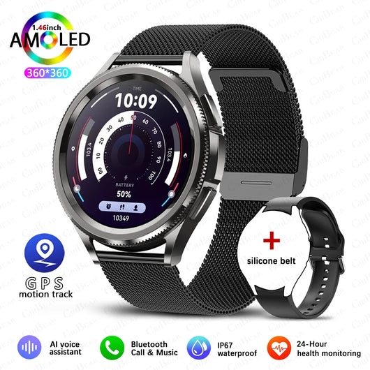New Smartwatch Men GPS NFC Health Monitoring Heart Rate Blood Oxygen AI Voice Assistant Bluetooth Call Smart Watch 6 Classics