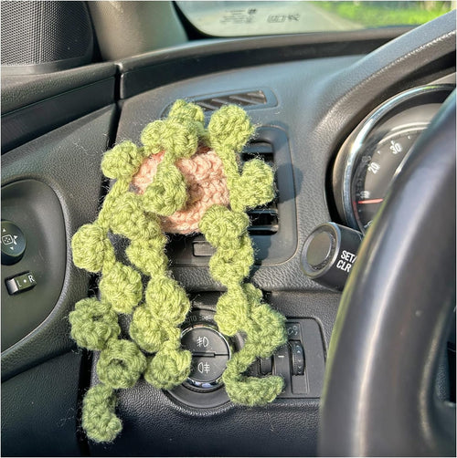 Handmade Vent Clips Car Accessories,Crochet Flower Car Air Vent Fresheners Clips,Cute Car Accessories,Car Air Outlet Clip Decoration,Car Interior Accessories for Women Girls