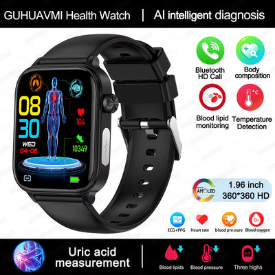 AI Diagnostic Detector Smart Watch Women Blood Lipid and Uric Acid Body Composition Test Women Menstrual Health Tracker 2025 New