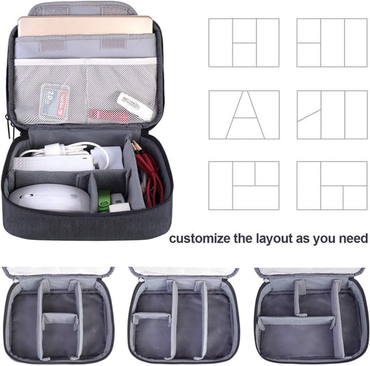 Electronic Organizer, Double Layer Travel Gadget Carry Bag for Cables, Plugs, Earphone, Flash Hard Drive and More--A Sleeve Pouch for Ipad Mini(Medium, Black)