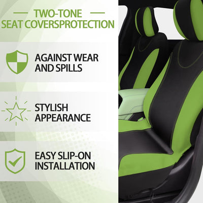 17 Pcs Car Seat Cover Full Set for Women Fluffy Fuzzy Car Accessories Christmas Front Rear Steering Wheel Fleece Handbrake Shift Covers Hanging Accessory Holder Ring Emblem(Green)