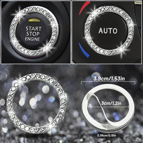 8 Pcs Bling Car Accessories Set for Women, Steering Wheel Cover, Sparkly Seat Belt Covers, Bling Gear Shift Cover, Universal Fit Most Cars (Silver Diamond)