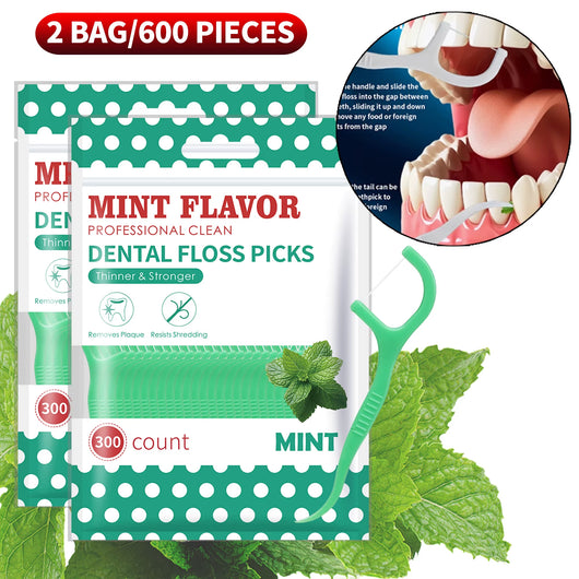 Smooth Mint Floss Stick - Cleaning Interdental Care for Oral Health, Suitable for Daily Cleaning of Food Residue between Teeth