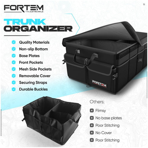 Fortem Car Trunk Organizer, Car Storage Organizer, Car Accessories, Collapsible