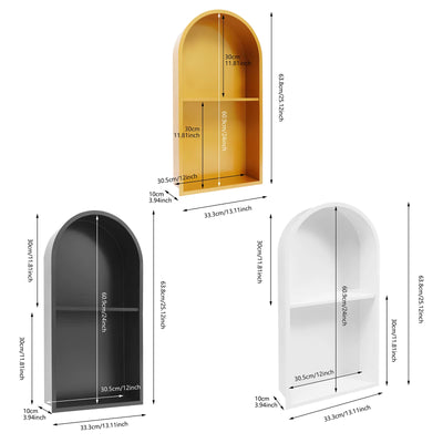 Gold/Black/White 2 Tiers Arched Shower Niche, 304 Stainless Steel Niche, Recessed Wall Niche for Bathrooms 12*3.94*24In