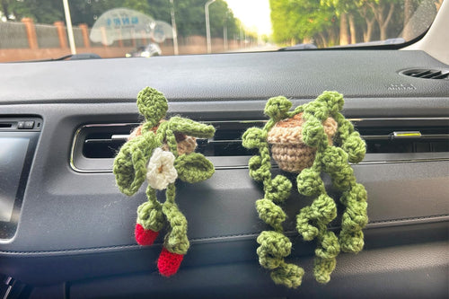 Handmade Vent Clips Car Accessories,Crochet Flower Car Air Vent Fresheners Clips,Cute Car Accessories,Car Air Outlet Clip Decoration,Car Interior Accessories for Women Girls
