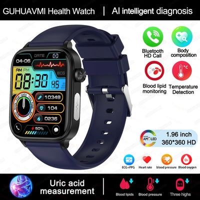 AI Diagnostic Detector Smart Watch Women Blood Lipid and Uric Acid Body Composition Test Women Menstrual Health Tracker 2025 New