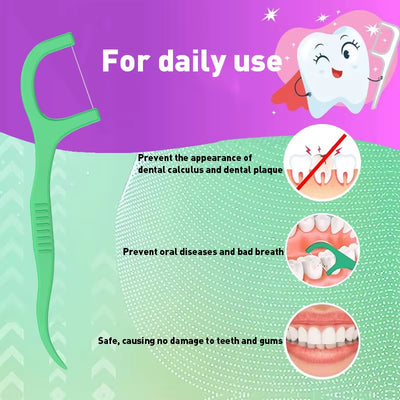 Smooth Mint Floss Stick - Cleaning Interdental Care for Oral Health, Suitable for Daily Cleaning of Food Residue between Teeth