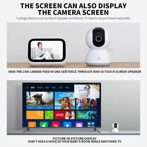 360° Smart Home Security Camera Mi PTZ 2K Webcam 1296P 3 Megapixel AI Human Detection Night Vision Webcam Chinese Version