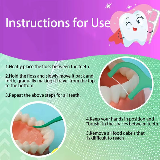 Smooth Mint Floss Stick - Cleaning Interdental Care for Oral Health, Suitable for Daily Cleaning of Food Residue between Teeth