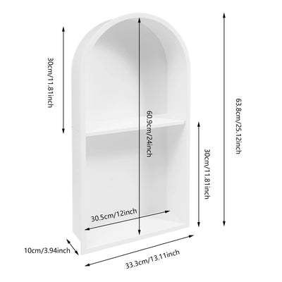 Gold/Black/White 2 Tiers Arched Shower Niche, 304 Stainless Steel Niche, Recessed Wall Niche for Bathrooms 12*3.94*24In