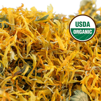 Calendula Tea 1LB (16Oz) 100% CERTIFIED Organic Whole Flower Herbal Tea (Calendula Officinalis), Caffeine Free in 1 Lbs. Bulk Resealable Bpa-Free Bags from U.S. Wellness