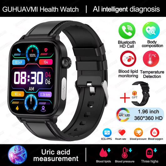 AI Diagnostic Detector Smart Watch Women Blood Lipid and Uric Acid Body Composition Test Women Menstrual Health Tracker 2025 New