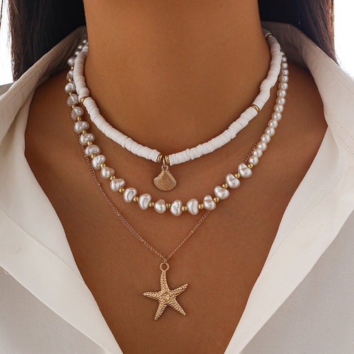 Starfish Pearl Necklace Suit Niche Alloy