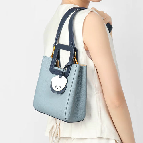 Fashion Blue Cowskin Tote 2025 New Women'S Handbag Simple High-End Niche Design Crossbody Shoulder Bag Leather Capacity Shopper