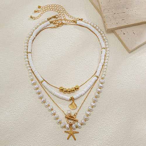 Starfish Pearl Necklace Suit Niche Alloy