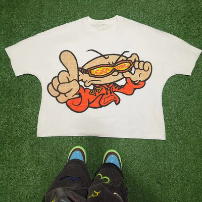 All Top Quality Niche Fashion Distressed Design American Style Short-Sleeves High Street Versatile Half Sleeve Tops Unisex