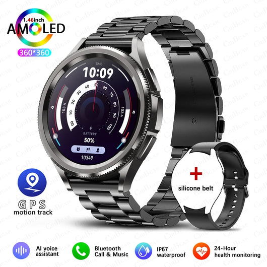 New Smartwatch Men GPS NFC Health Monitoring Heart Rate Blood Oxygen AI Voice Assistant Bluetooth Call Smart Watch 6 Classics