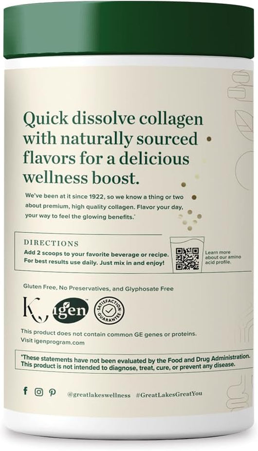 Collagen Peptides Powder for Skin, Hair, Nails, Joints & Digestion - Vanilla Flavored - Quick Dissolve Hydrolyzed, Non-Gmo, Kosher - 10 Oz