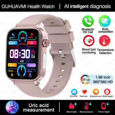 AI Diagnostic Detector Smart Watch Women Blood Lipid and Uric Acid Body Composition Test Women Menstrual Health Tracker 2025 New