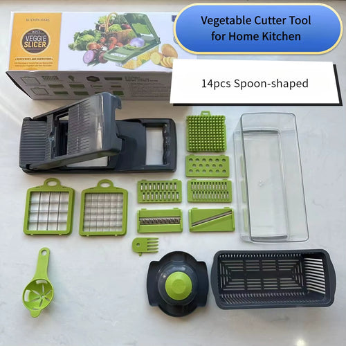 Kitchen Supplies Multi-Functional Boxed Vegetable Cutter Tool for Home Kitchen,Potato Slicer,Grater,Dicer,Cucumber Shredder