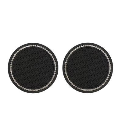 2Pcs Cute Bling Car Cup Holder Coaster Mat with Rhinestone for Women Girl Universal anti Slip Automotive Interior Accessories