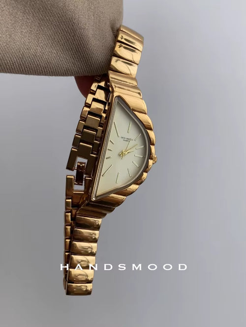 Women Watch Gold Half Moon Dial Medium Antique Fashion Niche Unique Design Ladies Quartz Watch