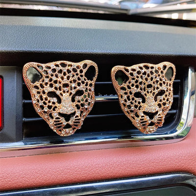 Bling Aroma Vent Clip Auto Interior Decor Fragrance Smell Perfume Air Freshener Car Ornaments Diamond Leopard Car Accessories