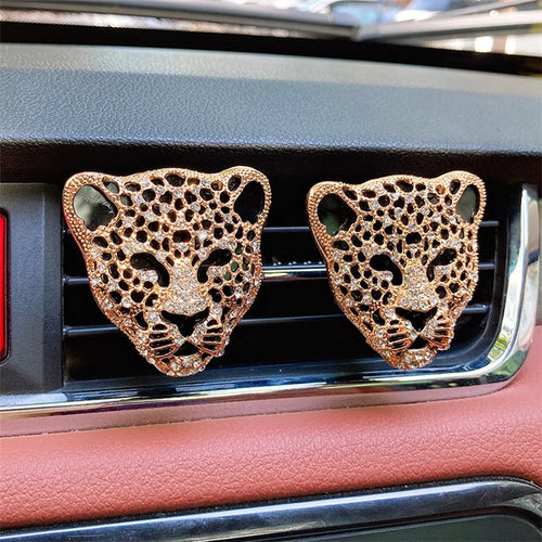 Bling Aroma Vent Clip Auto Interior Decor Fragrance Smell Perfume Air Freshener Car Ornaments Diamond Leopard Car Accessories