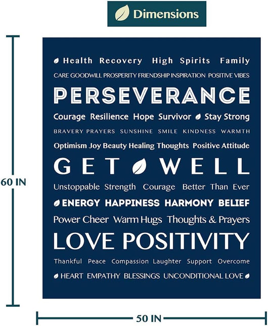 Healing Blanket Fleece, Get Well Soon Gift, Soft Hug Compassion Throw Blanket for Women Men, Comfort Caring Inspirational Patient Gift, Positive Thoughts Prayer Love Throw, 50X60 Navy Blue