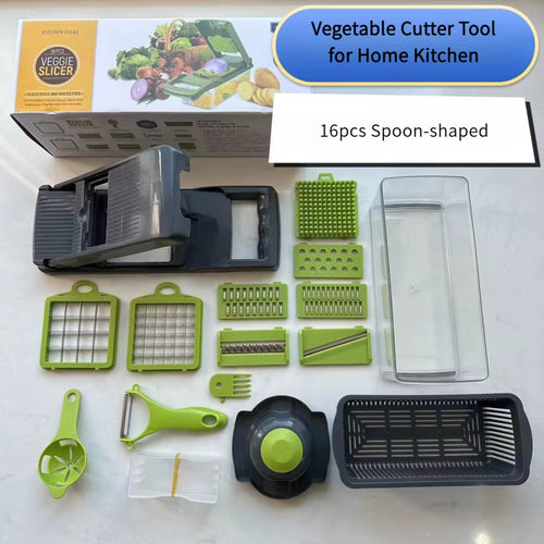 Kitchen Supplies Multi-Functional Boxed Vegetable Cutter Tool for Home Kitchen,Potato Slicer,Grater,Dicer,Cucumber Shredder