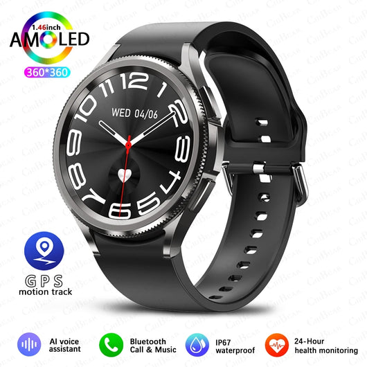 New Smartwatch Men GPS NFC Health Monitoring Heart Rate Blood Oxygen AI Voice Assistant Bluetooth Call Smart Watch 6 Classics