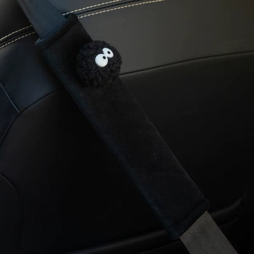 2Pcs Black Spirit Pad Car Seat Belt Small Interior Decoration Protection Cartoon Creative Insurance Cover Car Accessories