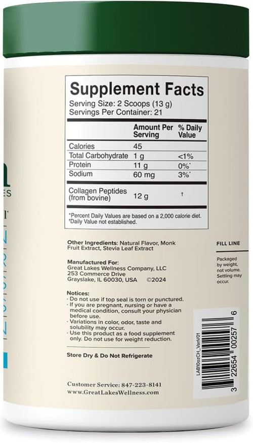 Collagen Peptides Powder for Skin, Hair, Nails, Joints & Digestion - Vanilla Flavored - Quick Dissolve Hydrolyzed, Non-Gmo, Kosher - 10 Oz