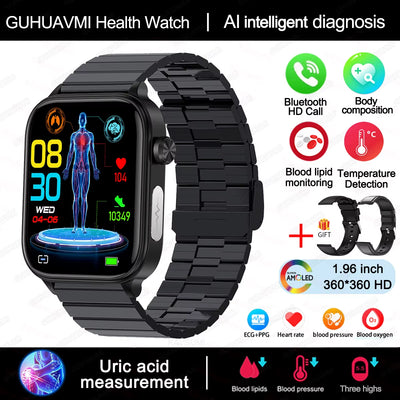 AI Diagnostic Detector Smart Watch Women Blood Lipid and Uric Acid Body Composition Test Women Menstrual Health Tracker 2025 New