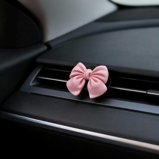 6 Pcs Pink Bow Car Air Vent Clips Coquette Cute Girly Car Decor Accessories Interior Aesthetic Decorations Charm Stuff for Women Girl