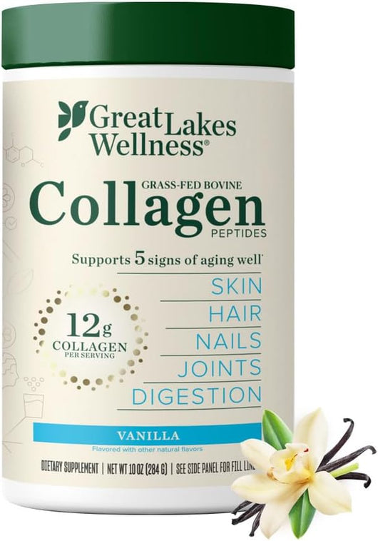 Collagen Peptides Powder for Skin, Hair, Nails, Joints & Digestion - Vanilla Flavored - Quick Dissolve Hydrolyzed, Non-Gmo, Kosher - 10 Oz