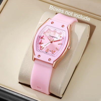 Fashion Women Silicone Strap Quartz Wristwatch Niche Simple Dial Watches Reloj Mujer Girls Clock Gift(Without Box)
