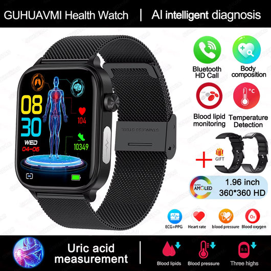 AI Diagnostic Detector Smart Watch Women Blood Lipid and Uric Acid Body Composition Test Women Menstrual Health Tracker 2025 New