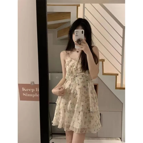 Elegant Slimming Design Flowered Tank Dress Summer 2024 New Style Women'S Clothing Sensibility Niche Gentle Style Sleeveless