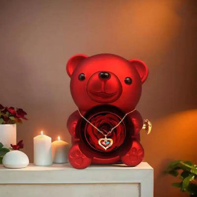 Rotating Hug Bear Jewelry Box - Romantic Gift Display