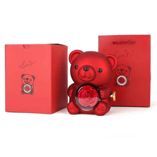 Rotating Hug Bear Jewelry Box - Romantic Gift Display