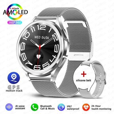 New Smartwatch Men GPS NFC Health Monitoring Heart Rate Blood Oxygen AI Voice Assistant Bluetooth Call Smart Watch 6 Classics