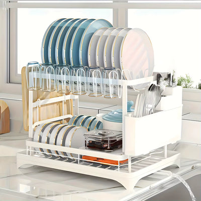 Kitchen Countertop Drying Rack with Drainage Tray Multifunctional Storage Organizer Practical Accessories for Home Kitchen