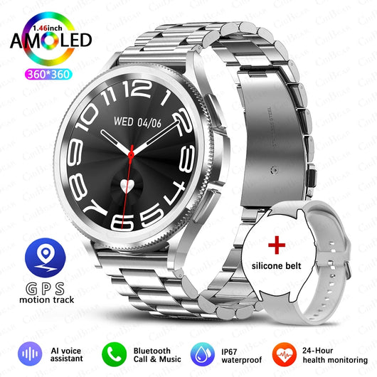 New Smartwatch Men GPS NFC Health Monitoring Heart Rate Blood Oxygen AI Voice Assistant Bluetooth Call Smart Watch 6 Classics